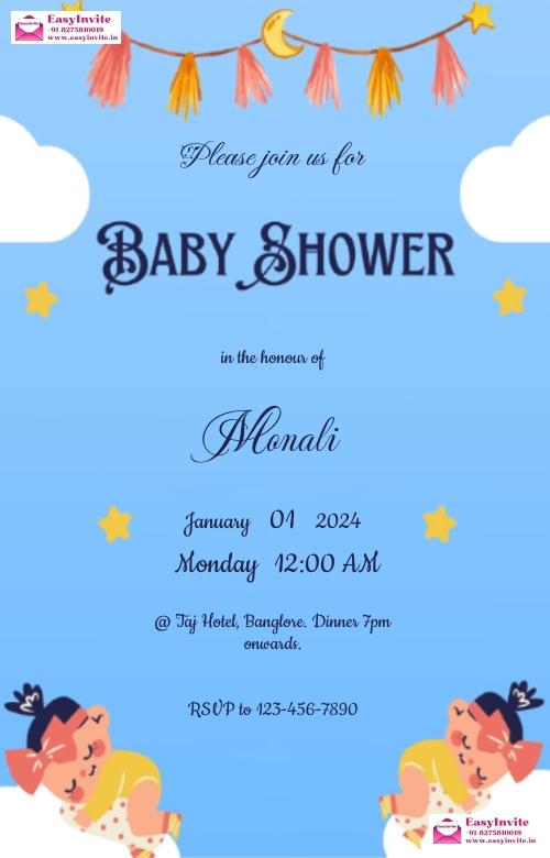 Twinkle Twinkle Little Star Baby Shower Invitation Card - EasyInvite