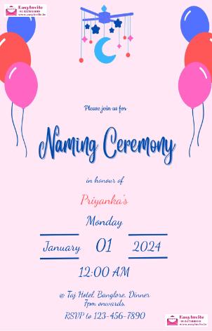 naming ceremony invitation card online editing