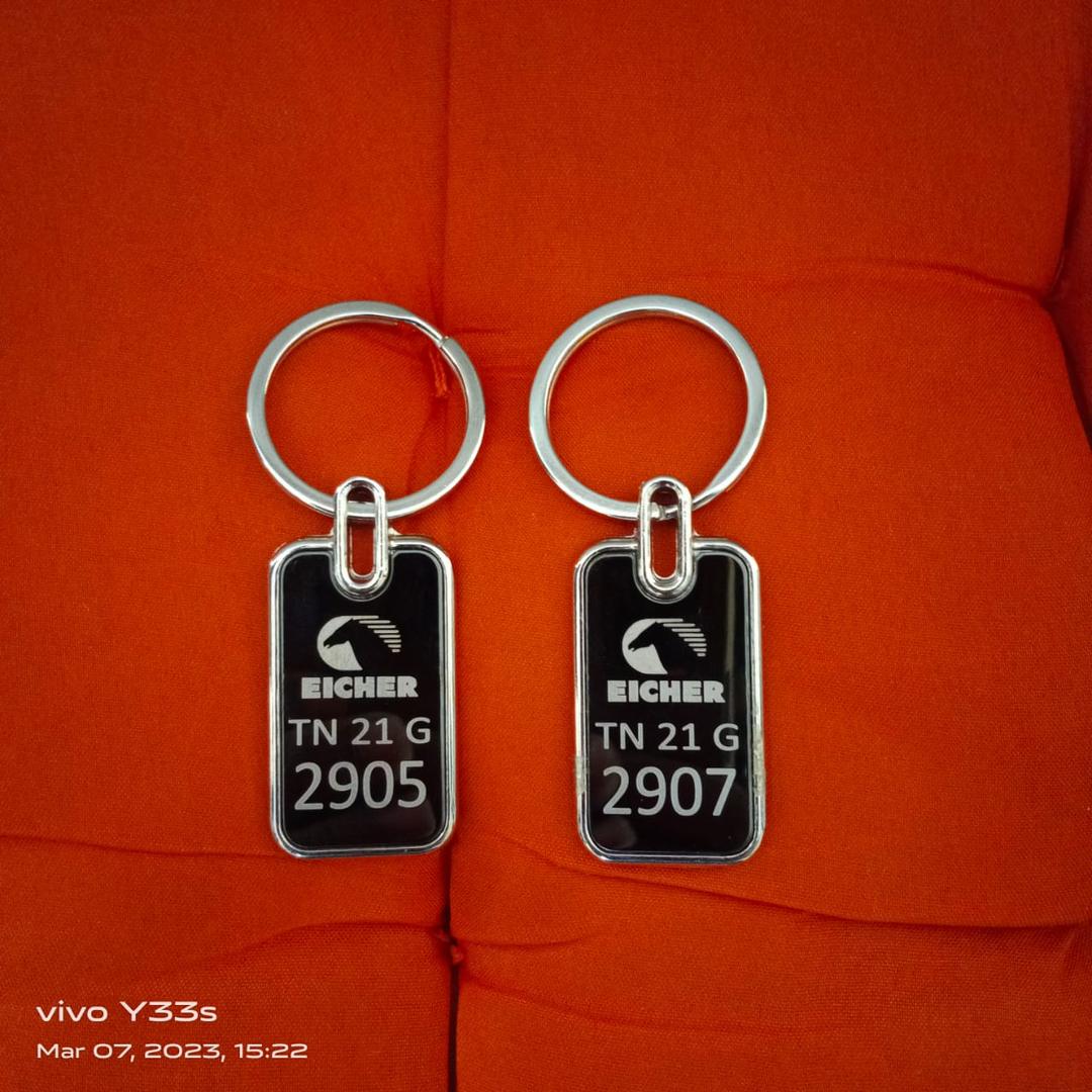Personalized Black Metal Keychain with Name Printing | Custom Engraved Gift