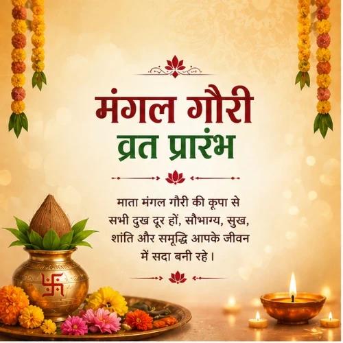 mangal gauri vrat start festival greeting cards