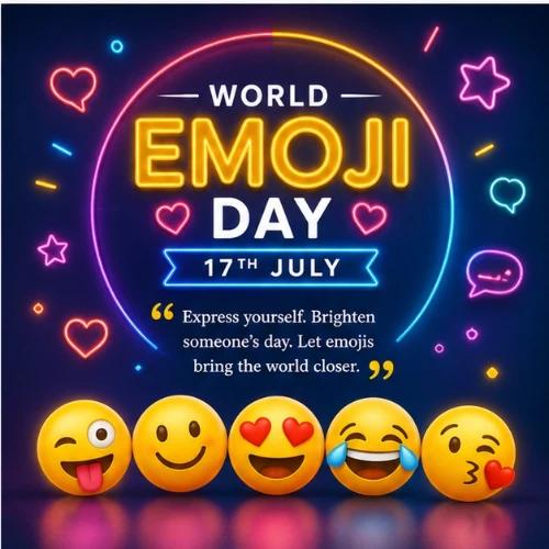 world emoji day festival greeting cards