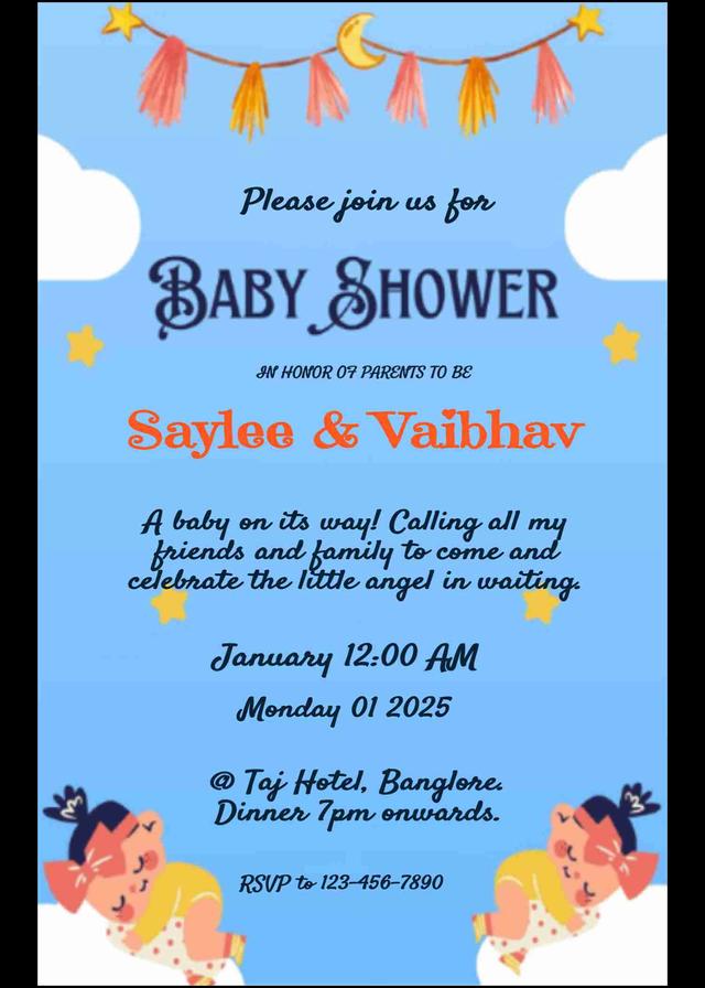 Twinkle twinkle little star baby shower invitation card - easyinvite
