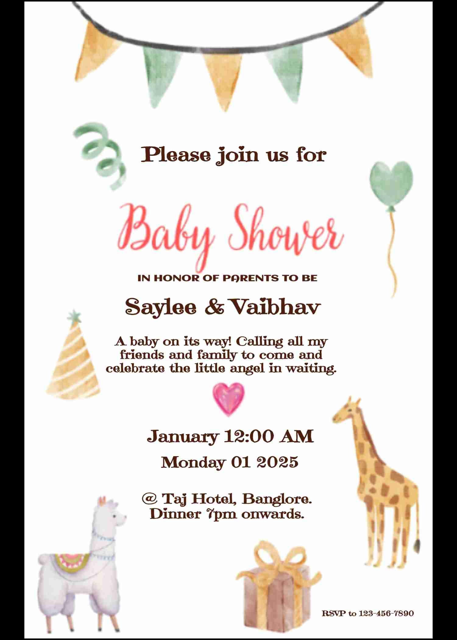 Vintage-inspired baby shower invitation card - easyinvite