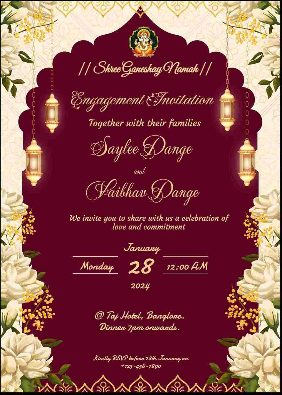 Elegant engagement invitation - free name editing!