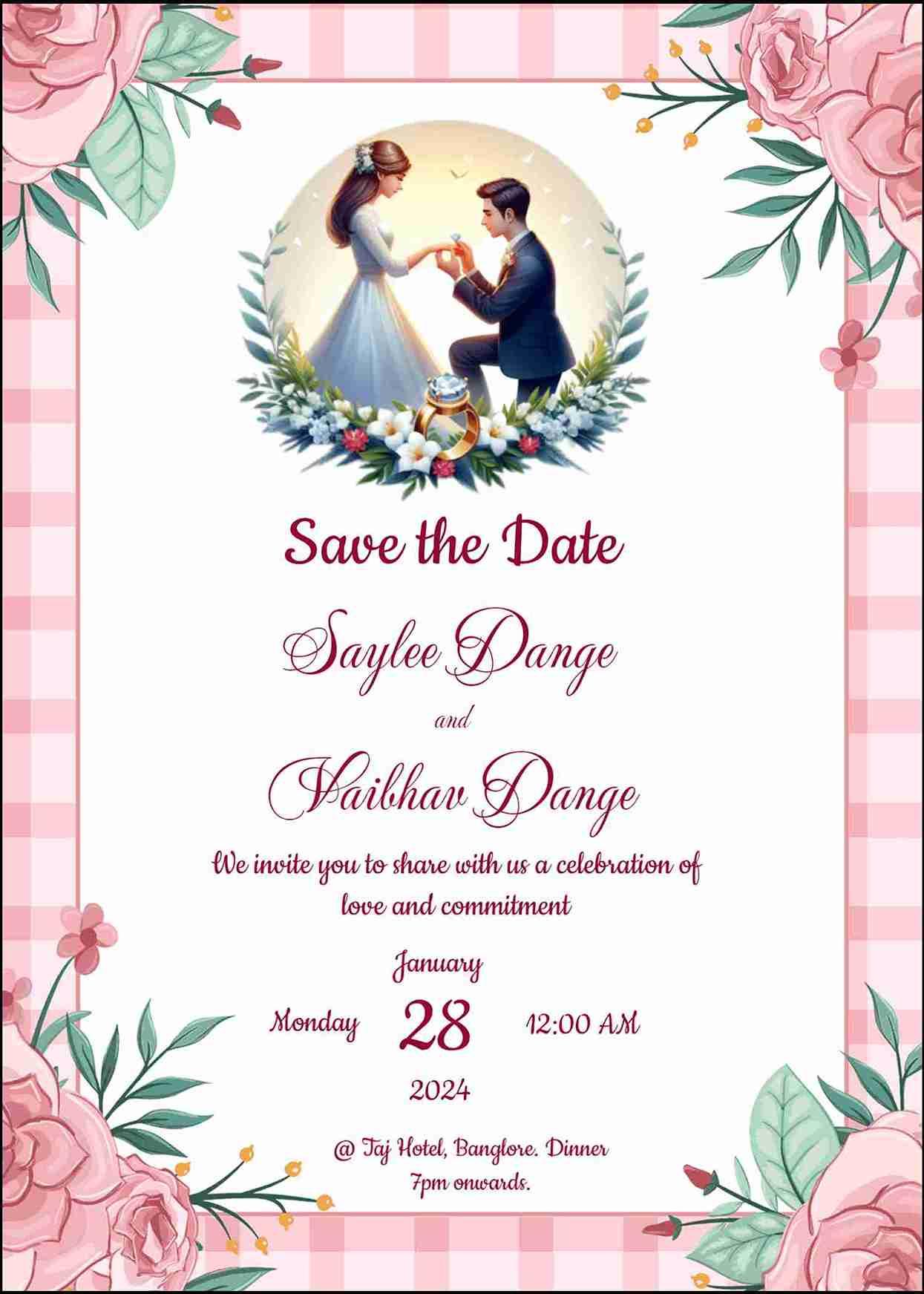 Floral engagement invitation - personalize today!