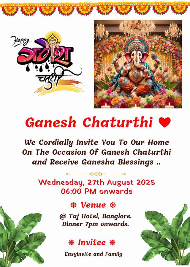 Whatsapp ganesh chaturthi invitation | english