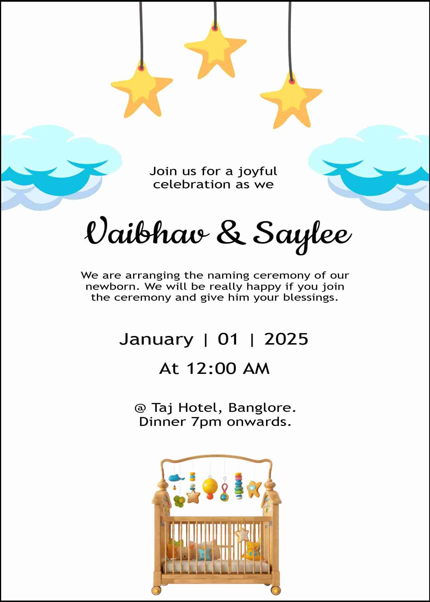 Naming ceremony invites free
