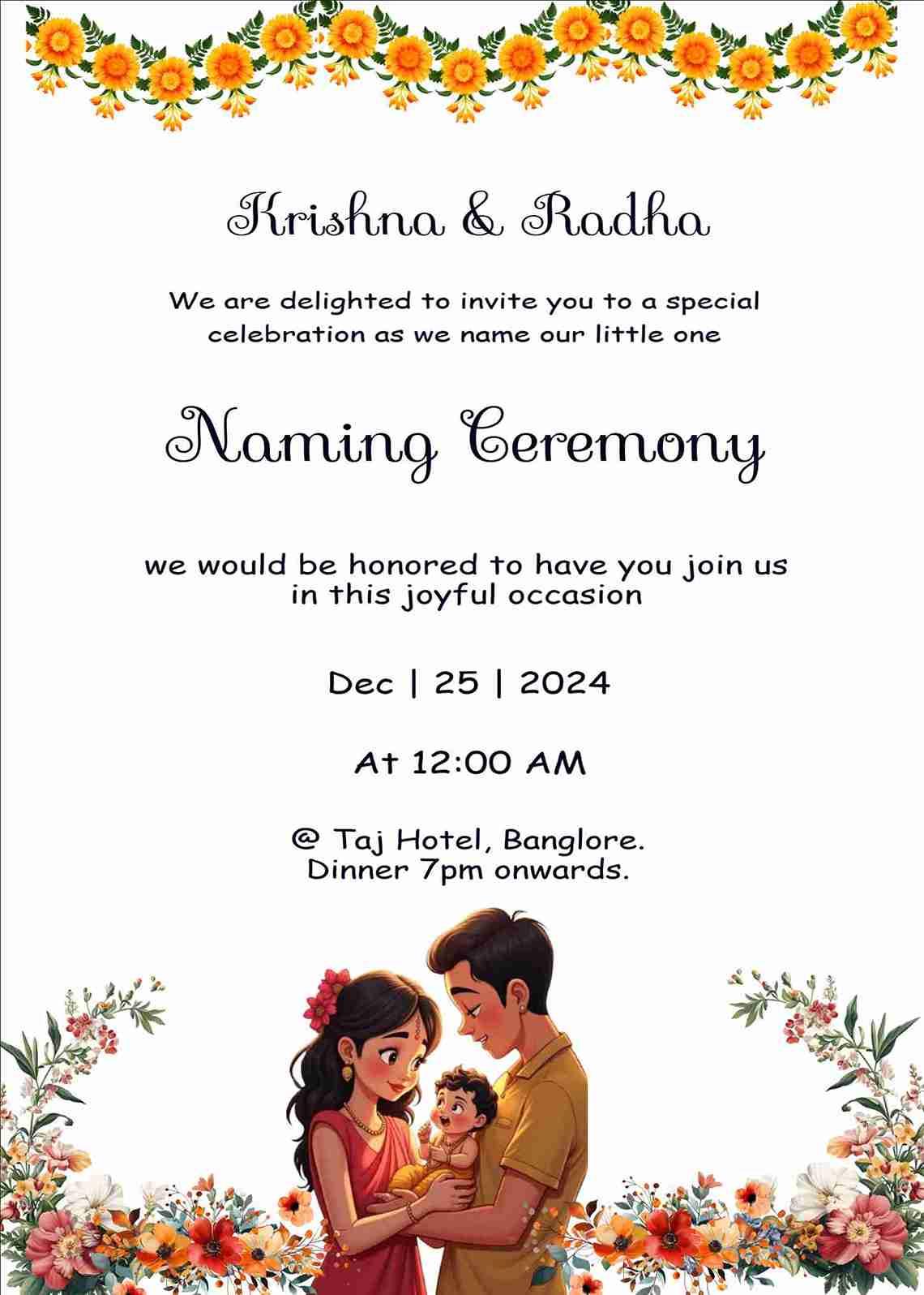 Baby naming ceremony invitation card maker online free