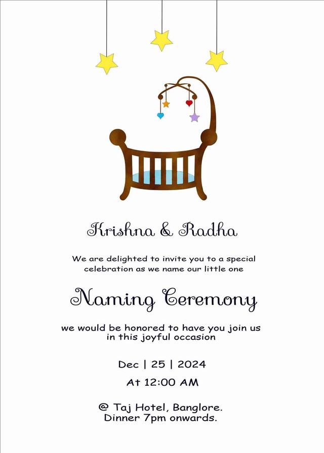 Invitation card maker for naming ceremony