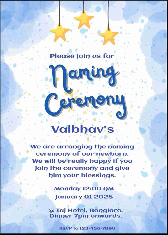 Make naming ceremony invitation card online free
