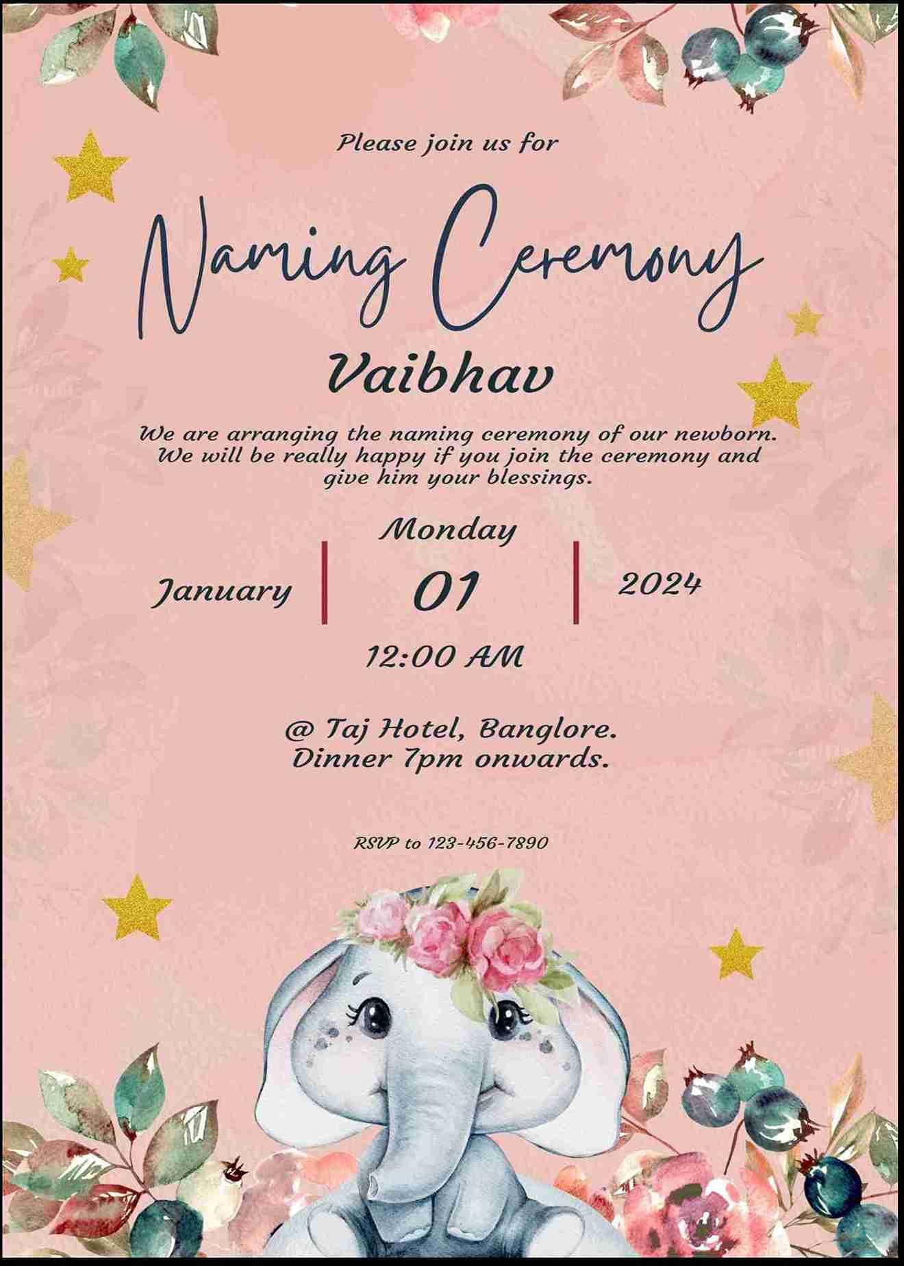 Naming ceremony invitation card maker online free