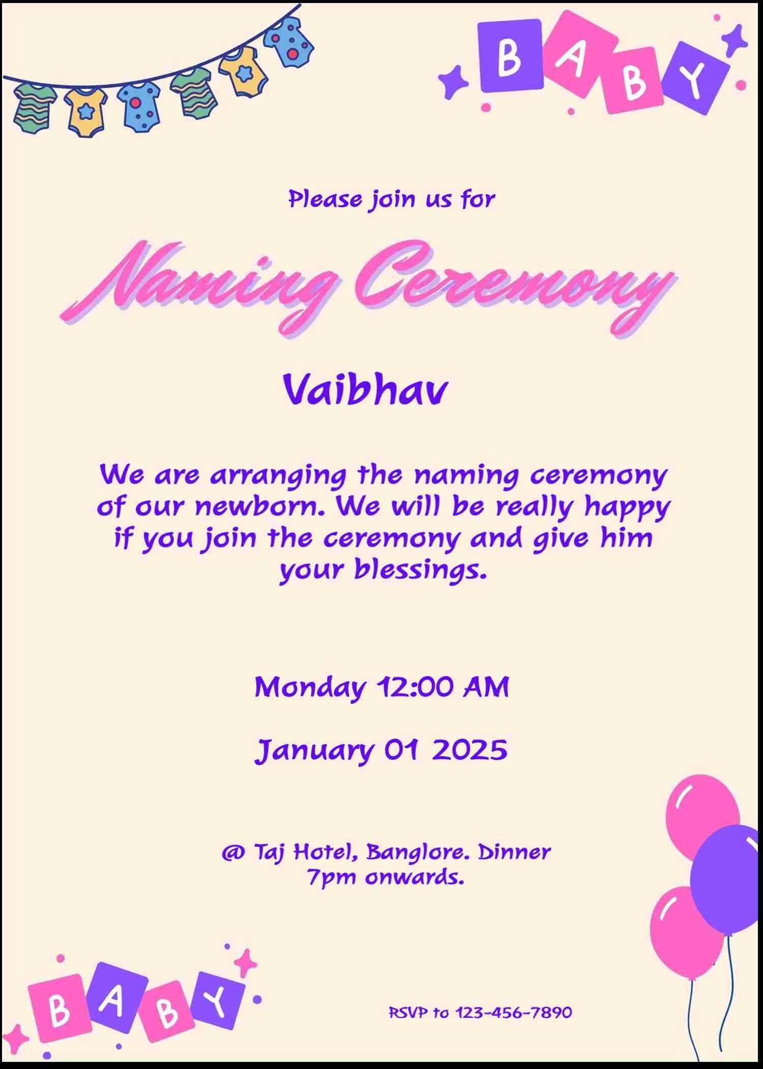 Naming ceremony invitation card making online free