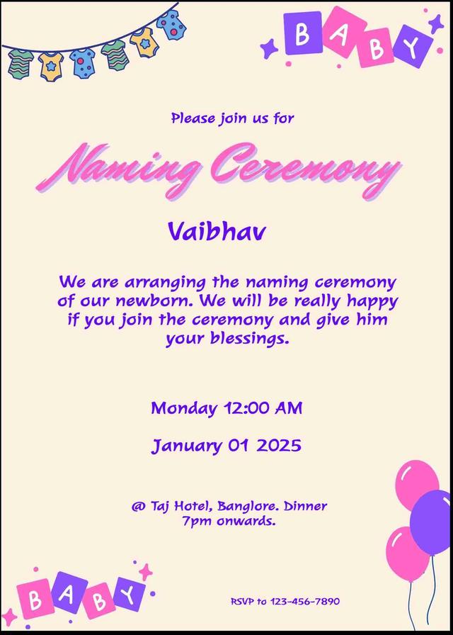 Naming ceremony invitation card making online free