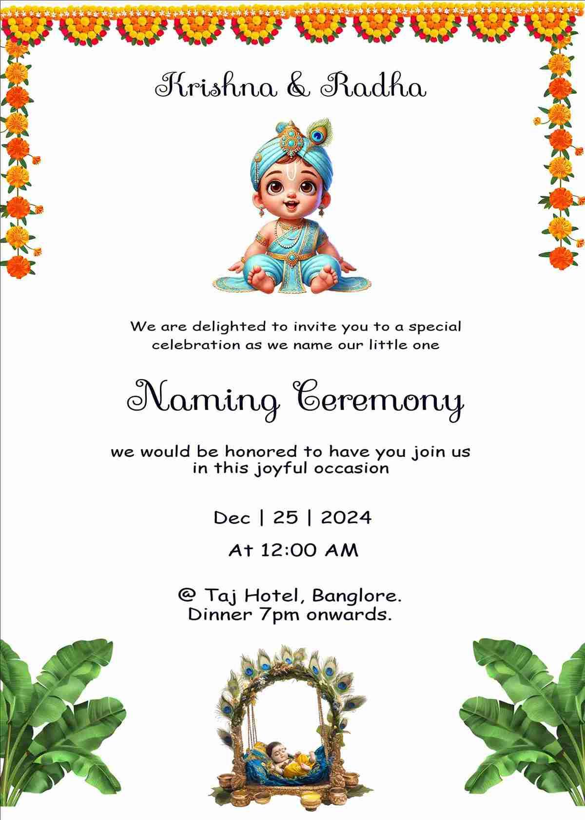 Naming ceremony invitation card wording