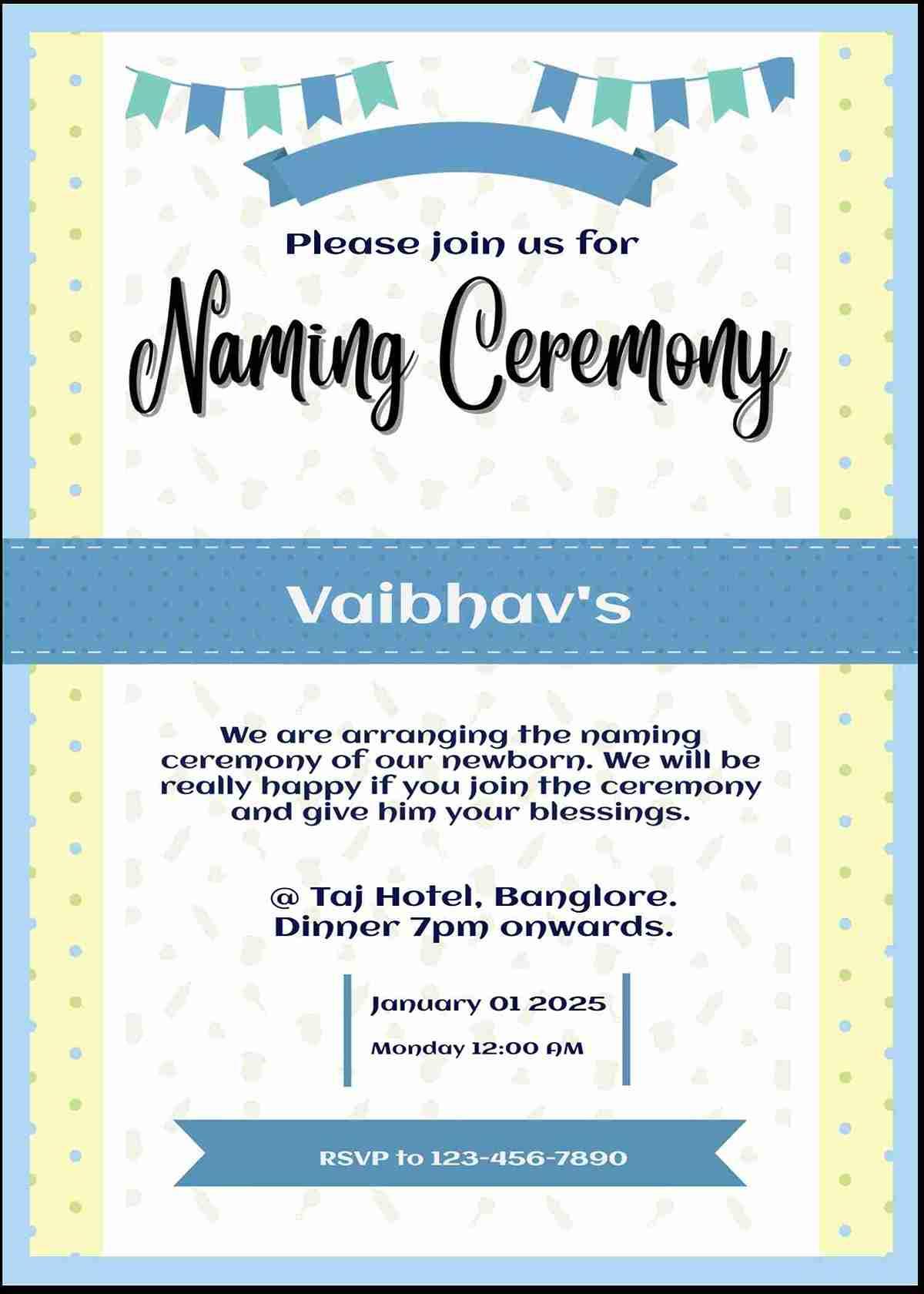Online invitation card maker free for naming ceremony