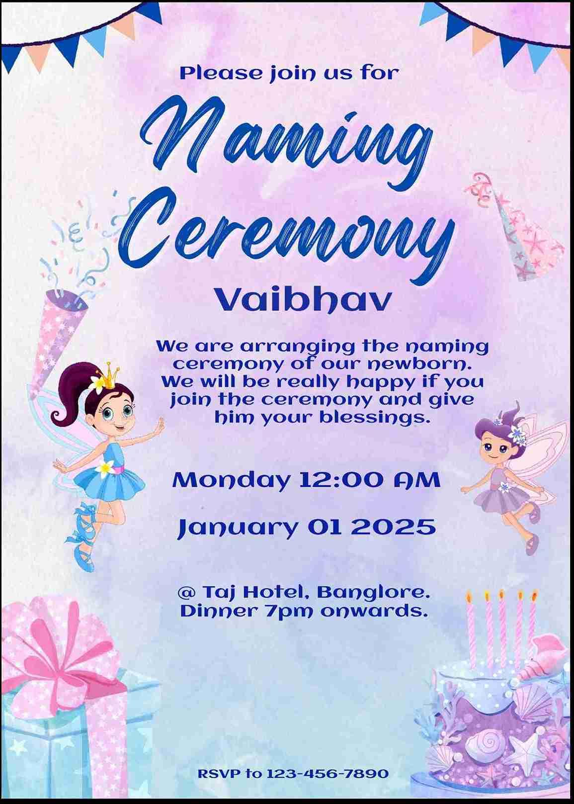Online naming ceremony invitation card maker