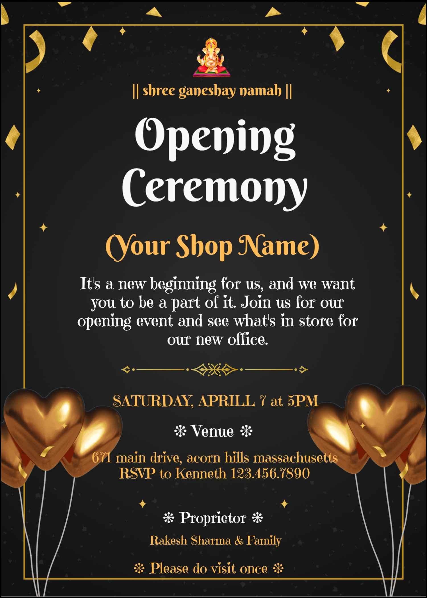 Create free shop opening ceremony invitations with photo – easyinvite
