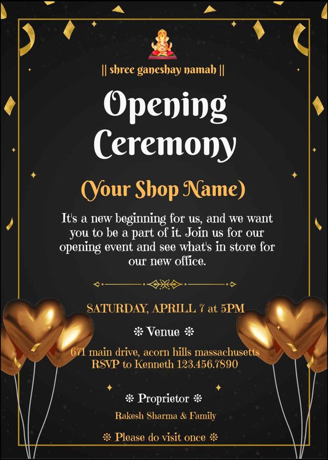Create free shop opening ceremony invitations with photo – easyinvite