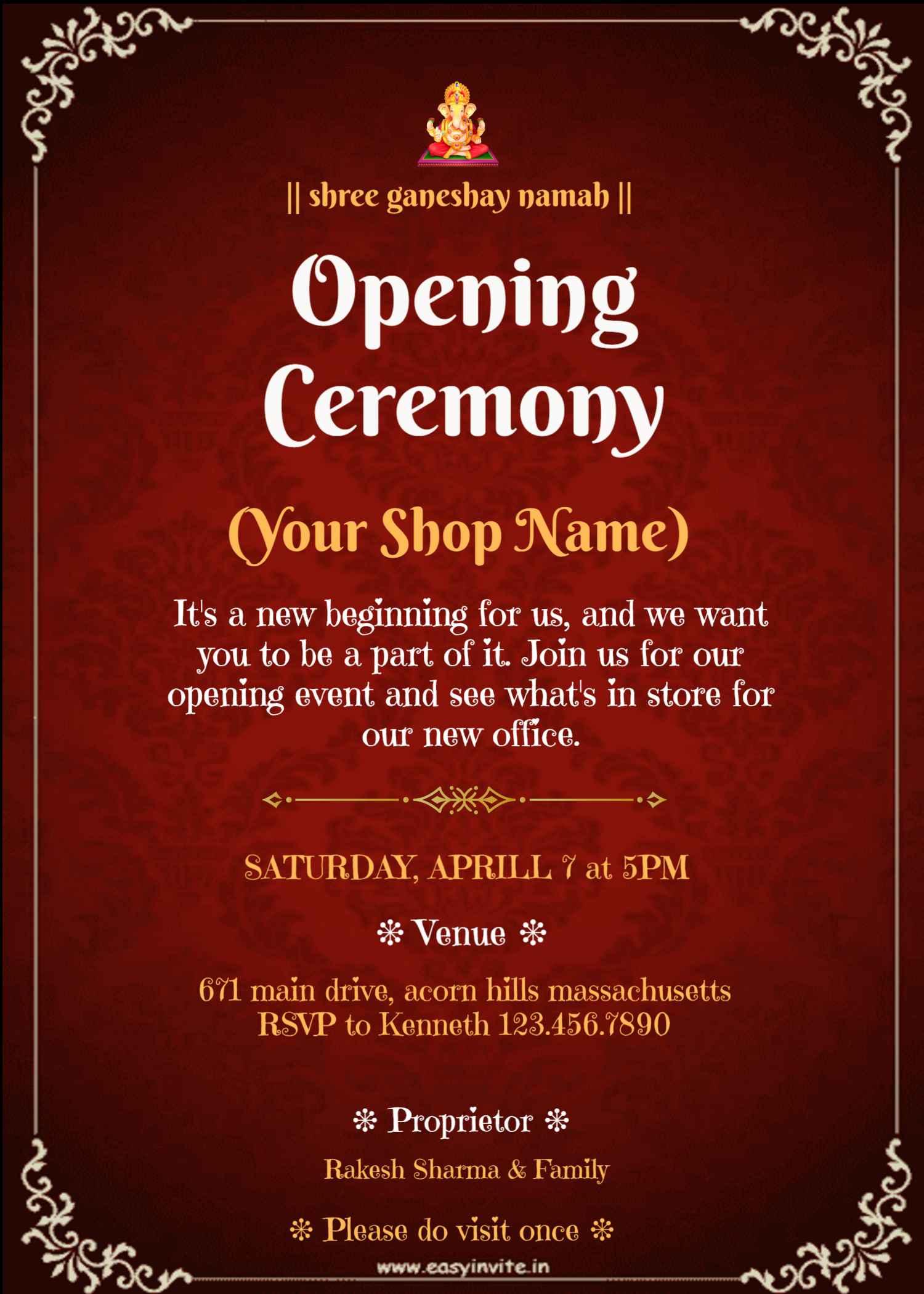 Design free shop opening ceremony invitations with photo – easyinvite